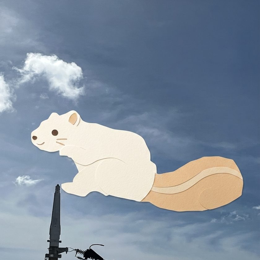 切り絵画風のリス